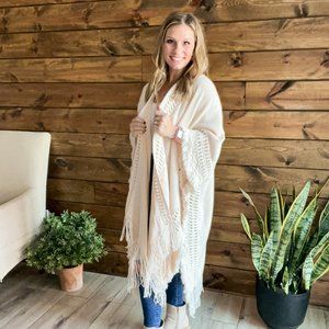 THE IRIS FRAYED BOHEMIAN DUSTER IVORY/ BEIGE